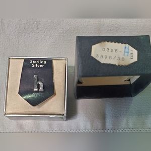 Vintage Sterling Silver "h" Monogram Tie Tack